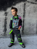 Zombie Collab Baggy Denim Kids Pants with Punk Straps Patches