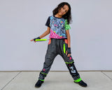 Zombie Collab Baggy Denim Kids Pants with Punk Straps Patches