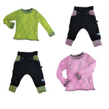 Long Sleeve Mesh Shirt with Checkerboard trim for kids pink or green