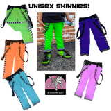 Kids Colorful Distressed Skinny Pants with straps  unisex kids