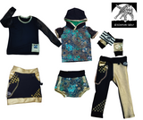 Gold and Black Kids Skinny Jogger Pants with Punk Chain Unisex Style