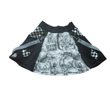 Wonderland Girls Monochrome Pocket Skirt Punk Straps Checkerboard Diamond and Heart