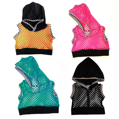 Mesh Tank Tops or Crop Top Hoodies for kids in Custom colors