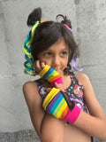 Gloves~ Rainbow Pride Striped fingerless gloves with mesh side vents for Kids and Adults