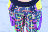 Neon Plaid Pants for unisex kids punk straps