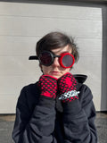 Drip Skull Steampunk  Goggles Red Black Eyewear Handmade Cosplay Halloween