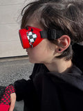 Drip Skull Steampunk  Goggles Red Black Eyewear Handmade Cosplay Halloween
