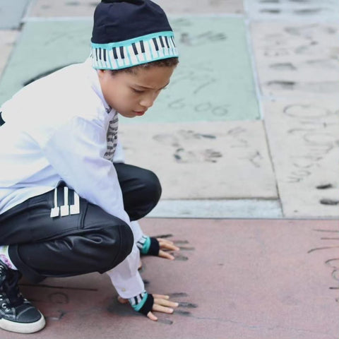 Piano Man Beanie and Fingerless Gloves for kids