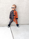 Pumpkin Hoodie and Distressed Orange and Black Joggers Pants for Boys and Girls