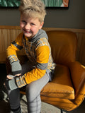 Mustard Punk Plaid Hoodie for boys and girls handmade