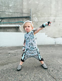 Tattuey Harem Shorts or baby bummies for kids Black and Blue Bear