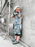 Tattuey Harem Shorts or baby bummies for kids Black and Blue Bear