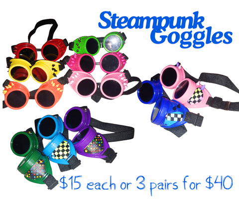 Colorful Steampunk Goggles for Cosplay Cons Halloween Kids and Adults