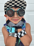 Checkered Bolt Eyewear Aqua Skulls Steampunk Goggles Cosplay Halloween Festival