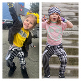 Kids Swagger Pants Punk Bottoms Plaid Black and White Skinny Pants for unisex kids boys girls