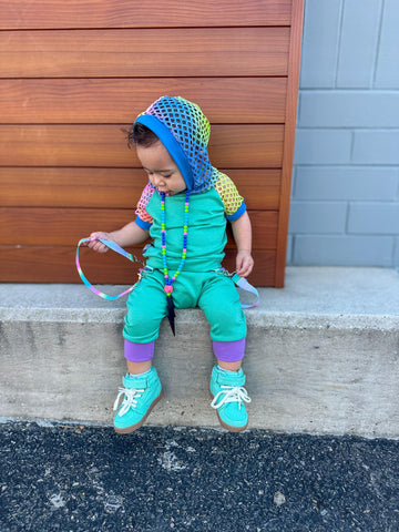 Rainbow Mesh Sleeved Shirt and matching summer shorts unisex style for Kids