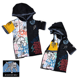 Graffiti Hoodie Top for boys and girls with hand painted details, punk skulls and sleeve options