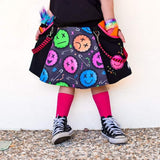 Punk Smilies Twirly skirt with pockets in custom colors