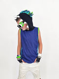 Bay Punk Shark Hoodie with Mohawk and Big Teeth Tank top in Solid Colors for Kids Adults Mom