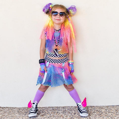 Girls Rainbow Tie Dye Mesh Twirly Skirt with attached bummies 2 color options