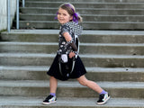 Punk Monochrome Bunny Dress for girls with pockets, twirly skirt, hood and custom color options!