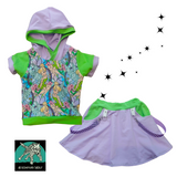 Tinkerbell Hoodie Top and Pastel Pocket Skirt Neverland Bounder Halloween Girls Toddlers Handmade Punk Style Suspender straps