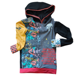 Graffiti Hoodie Top for boys and girls with hand painted details, punk skulls and sleeve options