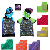 Punk Shark Tooth Hoodie with Mohawk Teeth Tank top or Raglan Sleeve Top for Kids