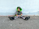 Kids Black and White Striped Skinny Pants with Punk Straps Beetlejuice Halloween costume Handmade boys girls