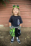 Showtime Green Girls Split Skirt with Punk Straps and Pockets Beetlejuice Halloween