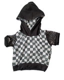Checkered Hoodie Distressed Skater Street style 90's Handmade