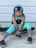 Mesh Tank Top Hoodie Unisex Kids Black Pink Aqua Summer Boys Girls Punk Style