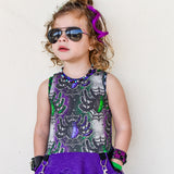 Spiders Halloween Pocket Dress for Girls in purple and green