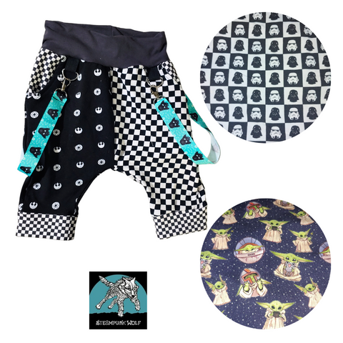 May the 4th Kids Jogger Harem Shorts for Star Wars Fans Punk Straps Pockets
