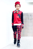 Red and Black Plaid Collab Jogger  Pants with straps ,unisex boys girls