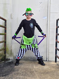 Monochrome Striped Overalls Beetlejuice Burton Kids Unisex Sizes Custom Made Dungarees