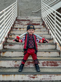 Red Dead pool Kids Outfit Vegan leather red and black punk boys pants vest shirt