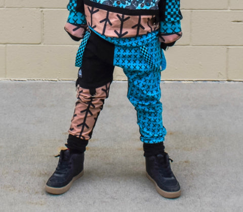 Chocolate Bunny Drop Kids Jogger Pants with Suspender Straps Custom Color Options