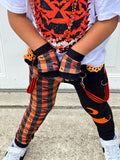 Bats Orange Halloween  Gloves-  Fingerless Gloves)