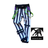 Kids Black and White Striped Skinny Pants with Punk Straps Beetlejuice Halloween costume Handmade boys girls