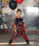 Deadpool Red Distressed Overalls for Kids-Handmade Custom Options Unisex Style