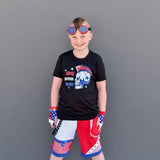Punk Style Summer Shorts for boys girls kids Red White Blue Checkered Pockets 4th of July