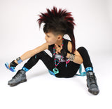 Punk Kid skinny pants kids in black with Pink Turquoise