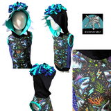 Punk Shark Tooth Hoodie with Mohawk Teeth Tank top or Raglan Sleeve Top for Kids