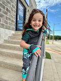 Skulls Row Kids Jogger Bottoms Shorts Pants in Pastel Pink Aqua Lilac Pockets and Punk Strap