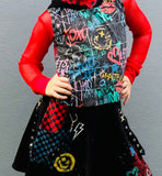 Graffiti Girls Dress with Hood handmade custom paint color options girls fashion