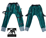 Dark Green Corduroy Joggers pants for boys girls unisex pants punk style straps Shamrock St Patrick's Day handmade