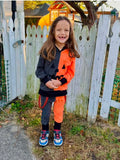 Great Pumpkin Hoodie jogger pants costume Halloween outfit Orange and Black punk style for Boys and Girls Handmade