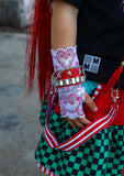 Red and White Lace fingerless gloves for kids and Adults