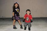 XO Valentines Punk Jogger Monochrome Pants for kids in Grey and Black  Checkerboard With Straps Unisex Boys Girls Sizes